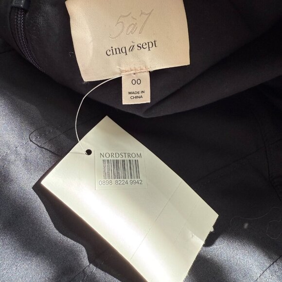 Cinq A Sept Sawyer V-Neck Pleated Mini Dress Women's 00 Blue Drop Waist Chic NWT - Picture 15 of 16